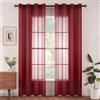 Woaboy Tende per Interni 2 Pezzi 140x215cm Tende Finestre Voile Semi Trasparenti per Soggiorno e Camera da Letto per Decorazioni per la casa Vino rosso
