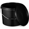 BenBow Secchio con coperchio 10l nero 3x 10 litri - alimenti sicuri, stabile, ermetico, antigoccia, inodore - contenitore in plastica con manico - vuoto