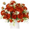 Floweroyal 4 mazzi di peonie artificiali, fiori arancioni, peonie di seta, mazzi di fiori per matrimonio, festa, centrotavola, composizione floreale, decorazione per la casa, cucina