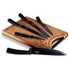 BerlingerHaus Berlinger Haus Black Rose Set di 5 Coltelli da Cucina Professionali, Tagliere in Bambù, Lama in Acciaio Inossidabile, Rivestimento Antiaderente Coltello da Cuoco, Pane, Affettare, Design Elegante