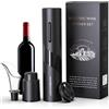 Quntis Cavatappi Elettrico per Vino, Quntis Può Essere Riutilizzato Apribottiglie Elettrico, Cavatappi Professionali Impostato, Cutter in Alluminio, Spina Sottovuote, Versatore, Regali Natale Set Regalo Uomo