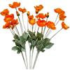 Urier Fiori di papavero artificiali, ranuncolo, fiori di seta con steli, steli di fiori finti per matrimoni, feste, giardino, esterni, interni, decorazione per tavolo (6, arancione)