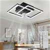 Homefire Ventilatore da soffitto a LED con illuminazione - Ventilatore silenzioso da soffitto e telecomando nero dimmerabile ventilatori moderni con luce 6 velocità timer per camera da letto