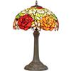 wecrejoni 12 pollici Lampada da tavolo in vetro colorato Splendida Rose Tiffany Stile Comodino per Scrivania Luce di lettura Camera da letto Dormitorio Living Kitchen Decor...