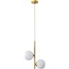 ZTTECH Lampada a sospensione in vetro bianco a globo a 2 luci, sfera di vetro bianca e lampada a sospensione in ottone dorato Matel Lampadario a soffitto (2 luci)