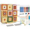 ZPPLD Blocco Per Granny Square,Lavagna Uncinetto Grande,30x30cm Tavola Granny,Crochet Blocking Board,72pcs Principianti,Tavola Blocco Uncinetto Legno 20 Spilli