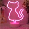 JEMESI Pannello al neon a forma di gatto, alimentato tramite USB o 3 pile AA con base di supporto, decorazione da tavolo LED per camera da letto, graziosa lampada estetica, regalo per festa di compleanno