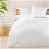Beautissu Set di 4 Biancheria da letto Seersucker 135x200 cm Meline - Copripiumino con cerniera per l'estate - Federa e copripiumino traspirante e delicato sulla pelle - bianco