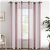 EMEMA Tende a righe trasparenti con occhielli Tende in voile Soggiorno moderno Set di 2 tende Camera da letto Trasparente con motivo Tenda a righe semitrasparente 140 x 225cm Bianche e Rosa Antico