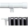 FLY HAWK Bastone per Tenda, 76-450 cm Aste per Tende per Finestra con Manopole a Cappuccio con Staffe, Bastone per Tende Regolabile Set di Ferramenta in Acciaio Inossidabile Finestra della Camera/Bianco