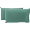 Viterbo Biancheria Coppia Federe Cuscino Sofia 100% Cotone Naturale In Tinta Unita 50x80CM (4611) (Verde Petrolio)