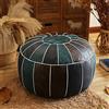 GCCSSBXF Pouf in pelle di alta qualità non imbottito, autentico pouf marocchino, elegante copertura per poggiapiedi rotondo - soluzione multifunzionale per la casa moderna