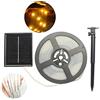 DINOWIN Striscia di luci LED per esterni, impermeabile, ad energia solare, 5 m, flessibile, SMD2835, 100 LED, illuminazione per cucina, camera da letto, teatro, festa (Warm White)