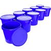 FixedByU 10 secchi con coperchio, 10 L, blu, rotondi, in plastica, adatti per alimenti, ermetici e stabili, secchio vuoto con manico e coperchio adatto per alimenti, chimica, detersivo in polvere, adesivi
