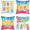 Joymaison Federe per Cuscini Divano 45x45 set di 4 Estate Oceano Spiaggia Gelato Federa Copri Cuscino Mare Tavola da Surf Federe Confezione Copricuscini Quadrati per Camera da Letto Divano