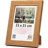 3-B Cornice portafoto ISEO - marrone (rovere) - 15 x 21 cm (A5) - Cornice in legno, cornice per documenti con vetro acrilico