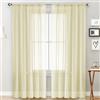 BOYOUTH Tende in voile trasparente a tinta unita, con tasca per asta, leggere, per camera da letto, soggiorno, hotel, 140 x 260 cm, beige, 2 pannelli