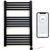 Greened House Radiatore Asciugamani Elettrico Nero Opaco Intelligente WiFi Controllato 500mm L x 800mm H Timer Programmabile 7 Giorni Compatibilità Applicazione