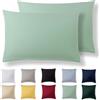 Alreya Set di 2 Federe in 100% jersey di cotone con chiusura lampo - 50 x 70 cm - Verde Estivo - Federa Cuscino, Copricuscino Divano, Federa super morbida 50x70