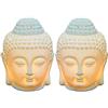 EVERGD - Set di 2 bruciatori per candele a forma di testa di Buddha, in ceramica, per aromaterapia, yoga, spa, pilates, meditazione, decorazione per la casa, idea regalo (bianco)