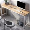 ZDFTGKM Scrivania moderna stretta per ufficio domestico, scrivania in legno pregiato, scrivania rettangolare per computer da lavoro, senza sedie (base bianca, piano in noce chiaro, 39,4 L x 16 P x 29 A)