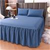 LPHFDCS Vestiletto Matrimoniale Gonna da letto tinta unita da 1 pezzo con pizzo tutto intorno Copriletto for tutte le stagioni con volant Vestiletto Balze Elasticizzate(Denim Blue,1PC 180x200cm skirt)