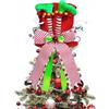 KAHEIGN Punte per Albero di Natale, 25CM Grande Rosso Puntale per Albero di Natale Cappello a Cilindro con Gambe da Elfo e Nastro a Strisce per Casa Natale Inverno Festa Decorazione Desktop Ornamenti