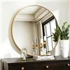 Sqinor Specchio Rotondo 70 cm Dorato Infrangibile, Specchio Bagno Grande con Cornice in Alluminio Moderna, Specchi Tondo Decorativo da Parete per Bagno, Ingresso, Camera da Letto e Soggiorno