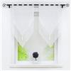 Joyswahl Tenda a pannello in voile con nappa Panneaux, bicolore Lydia, doppio strato con passanti, 45 x 90 cm, bianco/bianco, 2 pezzi