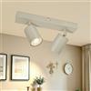 Ketom Faretti LED Soffitto GU10, Faretto LED interno Orientabile 2 Luci, Binario Faretti Soffitto Beige, Lampadario Faretto Cucina, Lampade da Parete per Soggiorno, Camera da Letto, Senza Lampadina