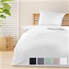 Beautissu Set di 2 Biancheria da letto Seersucker 155x220 cm Meline - Copripiumino con cerniera per l'estate - Federa e copripiumino traspirante e delicato sulla pelle - bianco