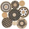 DETENE Set di 9 cestini da parete in tessuto boho, decorazione piatta, cestino da parete, decorazione da parete, decorazione da parete, per arte, soggiorno, fattoria, asilo (nero)