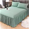 LPHFDCS Vestiletto Matrimoniale Gonna da Letto Tinta Unita da 1 Pezzo con Pizzo Tutto Intorno Copriletto for Tutte Le Stagioni con Volant Vestiletto Balze Elasticizzate(Grren,1PC 120x200cm Skirt)
