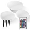 EASYmaxx Set di 3 pezzi di pietra solare decorativa | Lampada da giardino con illuminazione a LED a cambiamento di colore | Lampada da giardino moderna | Telecomando | Effetti luminosi magnifici |