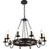 SilteD Lampadario moderno nero con ruota di carro per lampade da soggiorno Base E12 Candela Luci a sospensione a isola da cucina per sala da pranzo Negozio (10/12 luci) Present