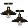 HTRUIYATY Plafoniera Vintage E27 Lampadario Soffitto Industriale Metallo Illuminazione per Camera da Letto Corridoio Portico-Nero