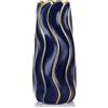 QIANLING Vaso in ceramica blu da 19,1 cm, vaso per fiori minimalista blu e oro, piccolo vaso per erba della pampa blu, vaso decorativo bohémien come centrotavola per decorazione domestica, tavolo, mensola