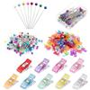 Generico Y 100 Pezzi Spilli da Sarta + 100 Pezzi Mollette Cucito Multiuso Clip Mollettine per Cucire Gioielli Decorazione Artigianato Arte e Progetti di Cucito (Colorato)