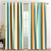 Kzzfqxb 140x229cm Tende moderne 2 pannelli, strisce artistiche azzurro arancio dorato bianco colore misto drappeggiate per finestre per soggiorno camera da letto eleganti accattivanti