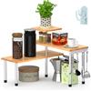 Wuciray Porta Spezie Per Cucina Portaspezie da appoggio Mensola Angolare cucina Appoggi Corner Spice Rack Organizer in Bambù 3 Ripiani con 4 ganci laterali