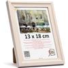 3-B Cornice portafoto Mori - Bianco con venature ottiche del legno - 13 x 18 cm - Cornice in legno, cornice portafoto con vetro acrilico