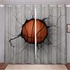 Tbrand Ragazzi Basket Finestra Trattamenti per Bambini Bambini Uomini Sport Tema Tende 3D Ball Pattern Blackout Drapes Basket Con Grigio Rotto Parete Finestra Tende Decorazione Camera W46* L54