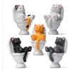 KARLOR Mini gattino, 5 pezzi in miniatura gatti seduti sul water, piccoli gatti, statuetta da tavolo, divertente, gattino, statua, ornamenti per auto, computer, acquario, toilette