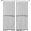 HOME ZEN HOUSEHOLD LINEN coppia di tendine a pannello art lille in tessuto bianco simile lino di poliestere con balza in pizzo macrame centrale e finale, con passante unico adatto per finestre e portefinestre MIS 60X240CM