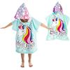 QILZO Telo Mare con cappuccio per bambini di Unicorno, 60 x 60 cm, Telo Mare per bambini da spiaggia e piscina, poncho ragazza, asciugamano da bagno in microfibra
