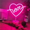 ENUOLI L'amore al neon segni della luce di notte della luce con piedistallo Cupido Cuore della luce al neon della decorazione della stanza della batteria & USB alimentato rosa insegne al neon lampade rosa c
