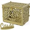 Jolik Grande Scatola Buste Matrimonio con Serratura, Vintage Porta Biglietti e Carte di Nozze in Legno, per Anniversario, Laurea e Compleanni (Oro)