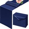 Showgeous Confezione da 8 runner da tavola in raso blu navy, 30 x 183 cm, in seta liscia, per tavolo da pranzo, matrimoni, feste, banchetti, eventi, lauree, fidanzamenti e casa