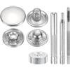 QUARKZMAN 24Set Bottoni Automatici a Pressione in Pelle, 20mm Dia 2.76 Lungo in Ottone con 4 Strumenti Installazione Inclusi Metallo da Cucire per Borse Cappotti Barche Tela, Argento