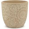 Vimin Box Vaso in Terracotta Beige Decorato | Diametro 13,5 cm | Vaso per Piante da Interno ed Esterno | Portavaso Elegante per Casa, Giardino, Balcone (1, M beige)